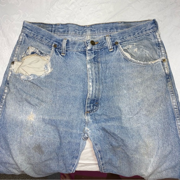 VTG Mid 90’s Wrangler Jeans Made in USA Measure 34x31 (Tag 36x32) Worn Weathered - Picture 16 of 16